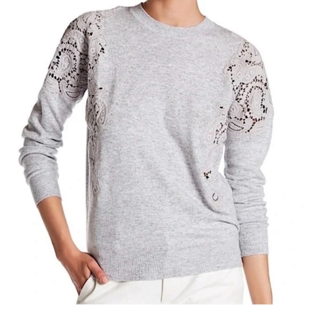 Ted Backer Tae Shoulder Lace Sweater Crewneck Pullover Office